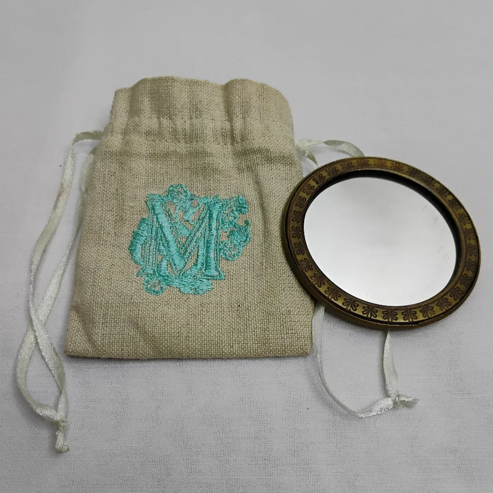 Anthropologie Monogram Small Purse Handheld M Initial Makeup Mirror & Pouch Gift